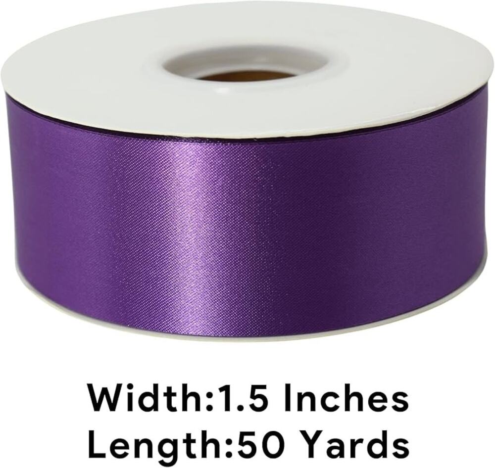 Set of 2 Eggplant Ribbon 1-1/2 Inch x 50 Yards Polyester